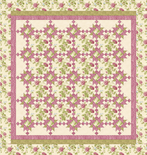 ROSE APPLE COTTAGE BUTTERMILK Queen Size Complete Quilt Kit