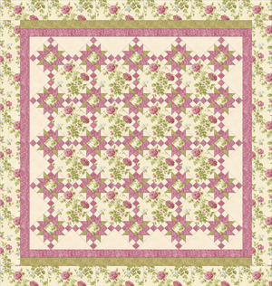 ROSE APPLE COTTAGE BUTTERMILK Queen Size Complete Quilt Kit