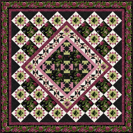 Harlow Garden Song Quilt Top Kit BLACK